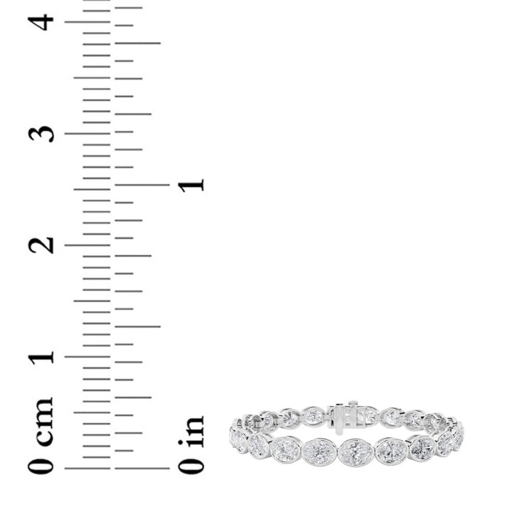 15CTW Oval Shaped Lab Grown Diamond (F/VS) East West Bezel Set Bracelet in 14K Gold