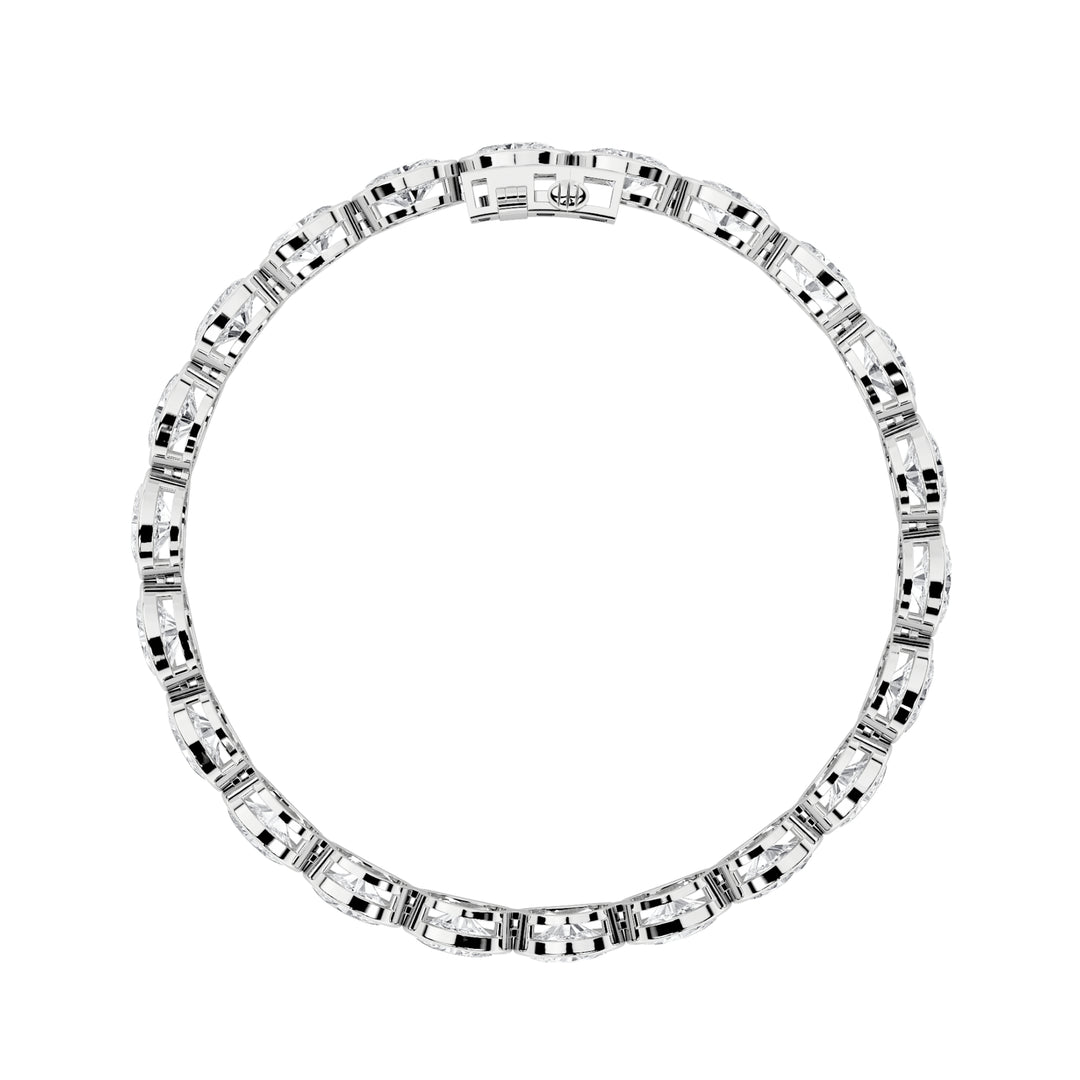 15CTW Oval Shaped Lab Grown Diamond (F/VS) East West Bezel Set Bracelet in 14K Gold