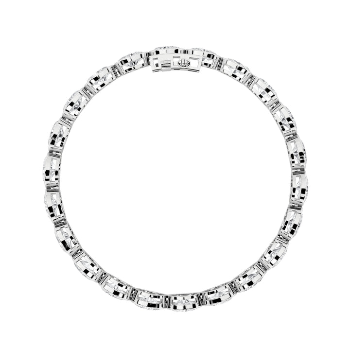 15CTW Oval Shaped Lab Grown Diamond (F/VS) East West Bezel Set Bracelet in 14K Gold