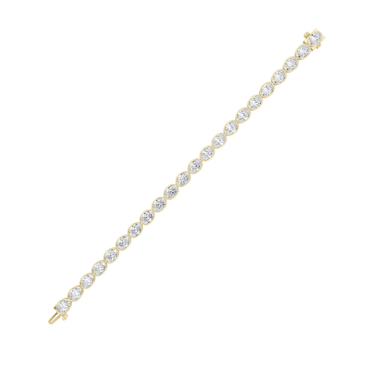 15CTW Oval Shaped Lab Grown Diamond (F/VS) East West Bezel Set Bracelet in 14K Gold