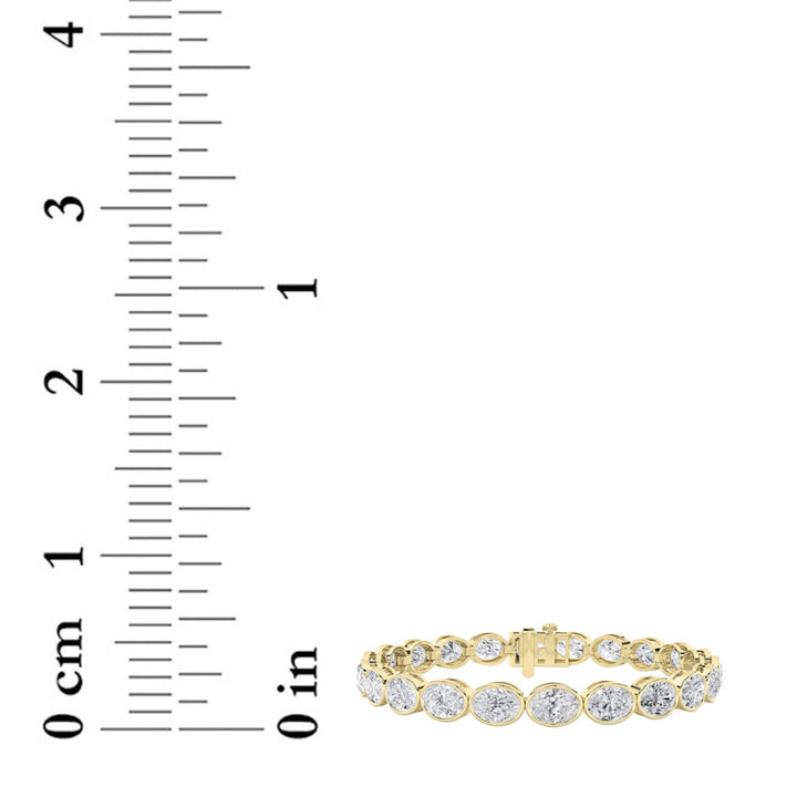 15CTW Oval Shaped Lab Grown Diamond (F/VS) East West Bezel Set Bracelet in 14K Gold