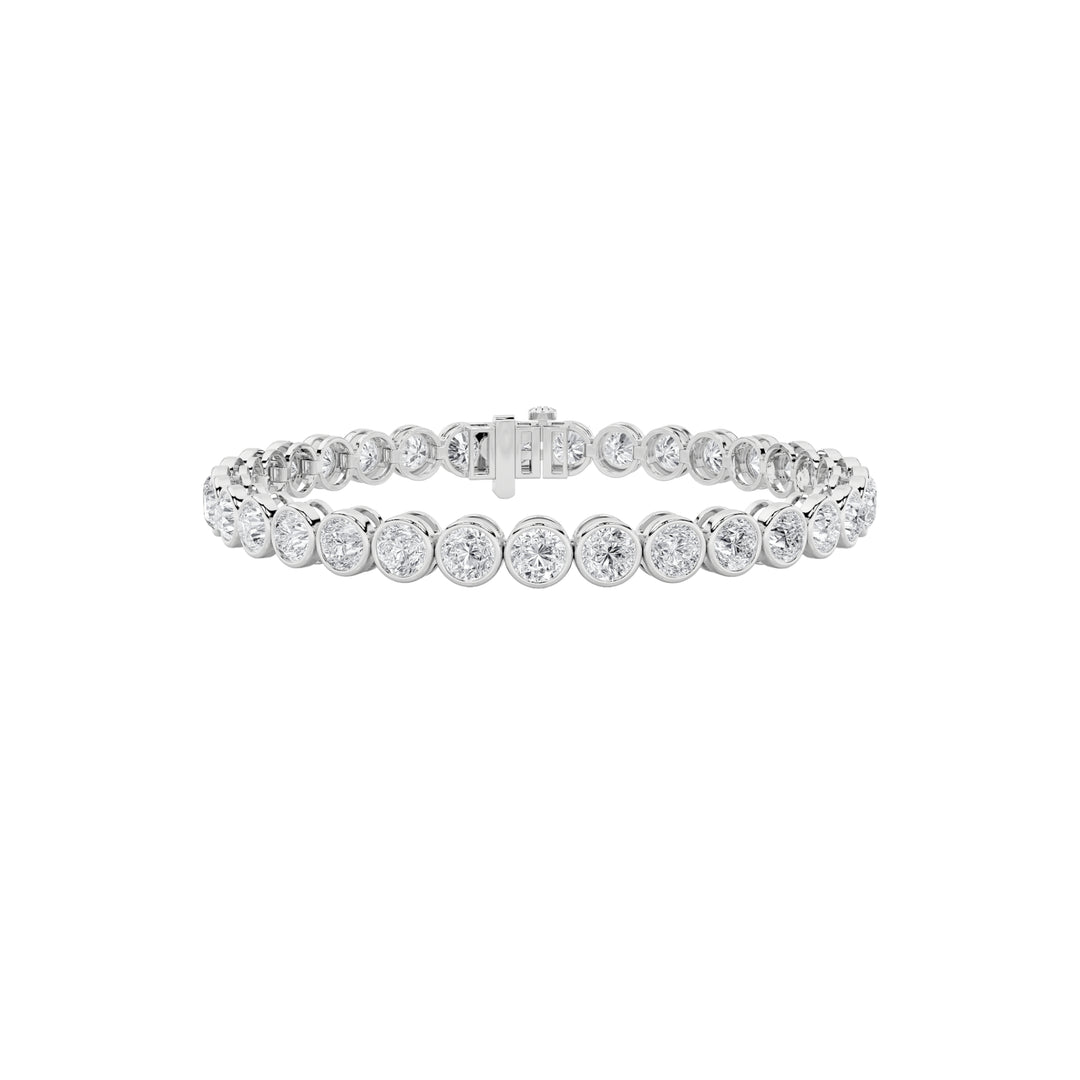 10CTW Round Shaped Lab Grown Diamond (F/VS) East West Bezel Set Bracelet in 14K Gold