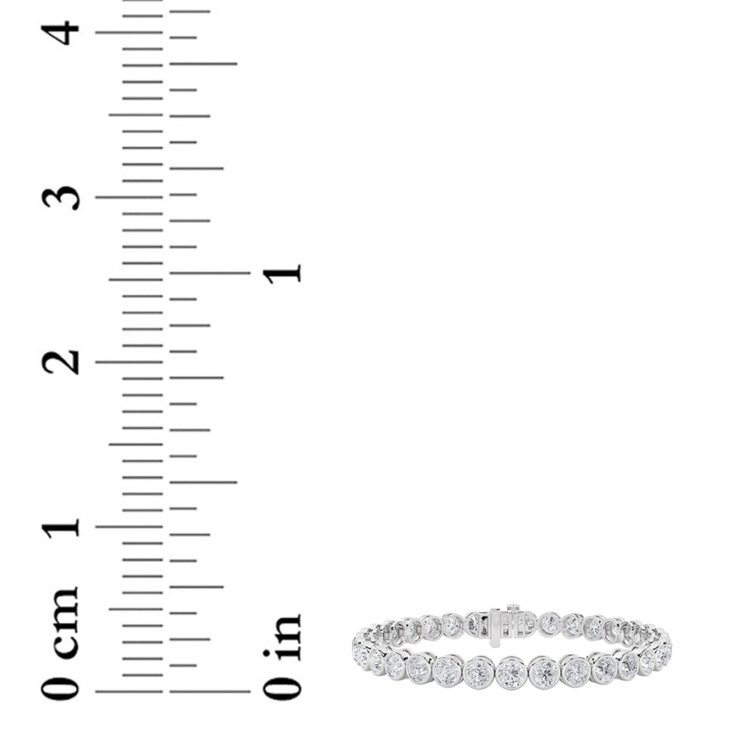 10CTW Round Shaped Lab Grown Diamond (F/VS) East West Bezel Set Bracelet in 14K Gold