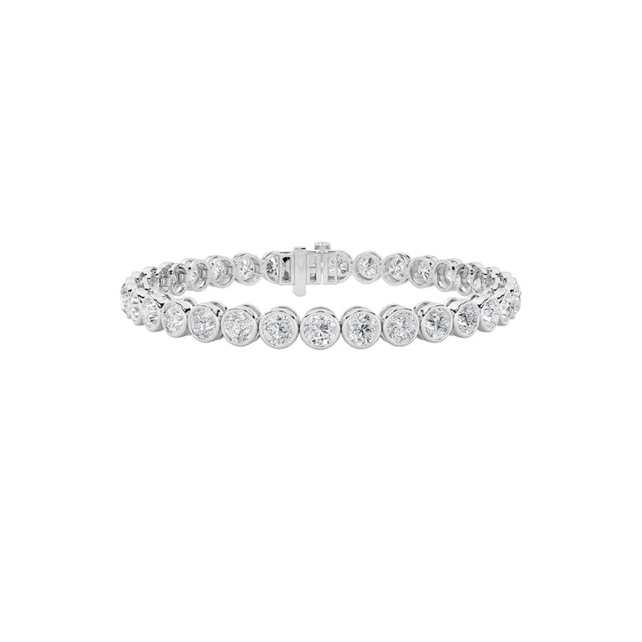 10CTW Round Shaped Lab Grown Diamond (F/VS) East West Bezel Set Bracelet in 14K Gold