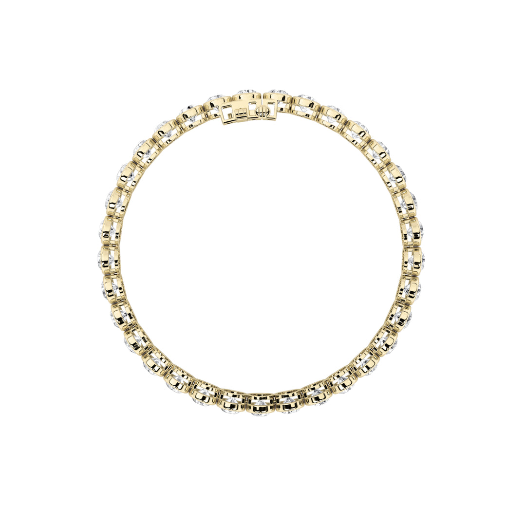 10CTW Round Shaped Lab Grown Diamond (F/VS) East West Bezel Set Bracelet in 14K Gold
