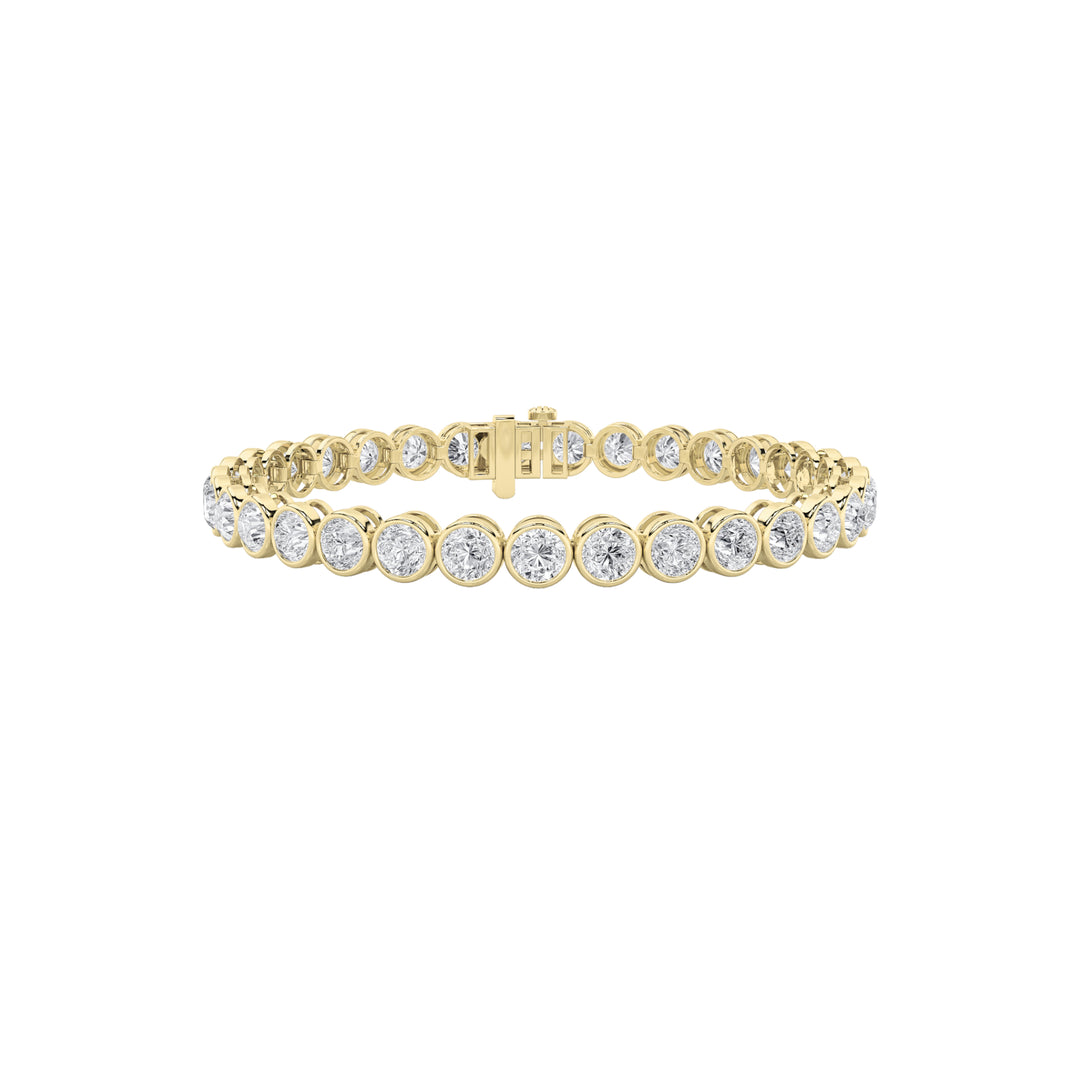 10CTW Round Shaped Lab Grown Diamond (F/VS) East West Bezel Set Bracelet in 14K Gold