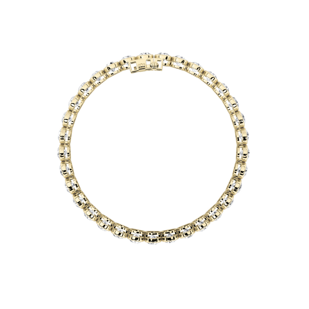 10CTW Round Shaped Lab Grown Diamond (F/VS) East West Bezel Set Bracelet in 14K Gold