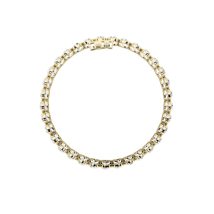 10CTW Round Shaped Lab Grown Diamond (F/VS) East West Bezel Set Bracelet in 14K Gold