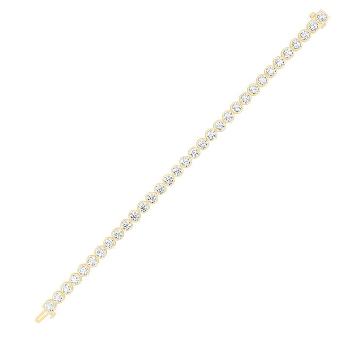 10CTW Round Shaped Lab Grown Diamond (F/VS) East West Bezel Set Bracelet in 14K Gold