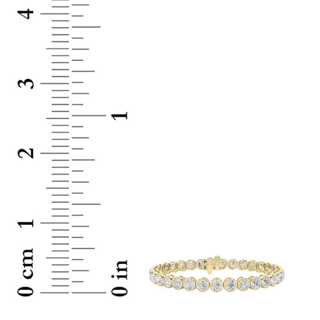 10CTW Round Shaped Lab Grown Diamond (F/VS) East West Bezel Set Bracelet in 14K Gold