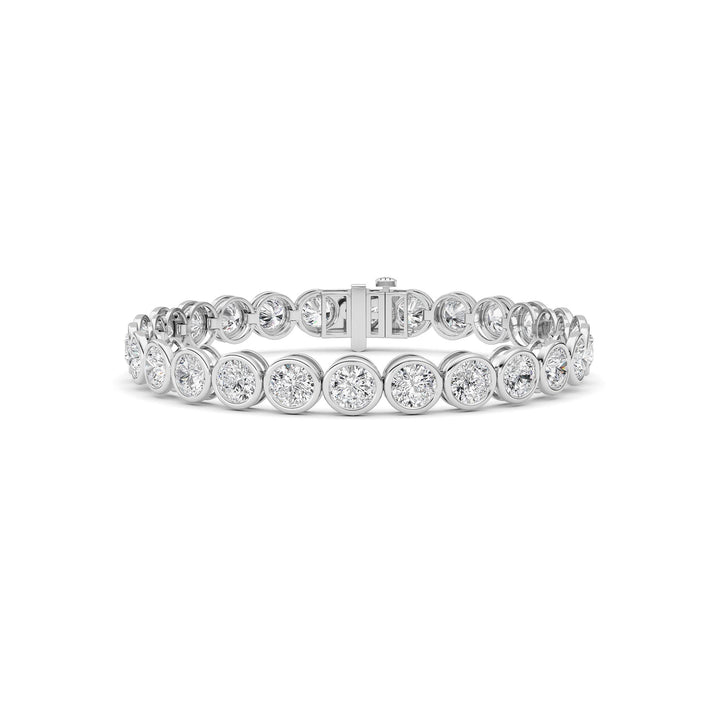 15CTW Round Lab Grown Diamond (F/VS ) Bezel Set Bracelet in 14K Gold