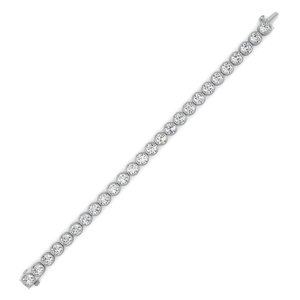 15CTW Round Lab Grown Diamond (F/VS ) Bezel Set Bracelet in 14K Gold