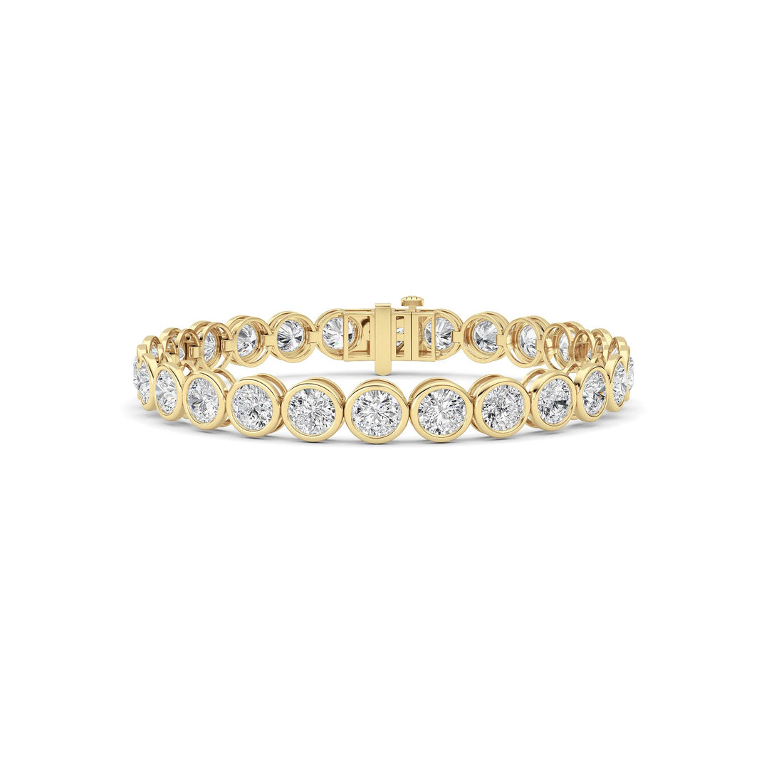 15CTW Round Lab Grown Diamond (F/VS ) Bezel Set Bracelet in 14K Gold