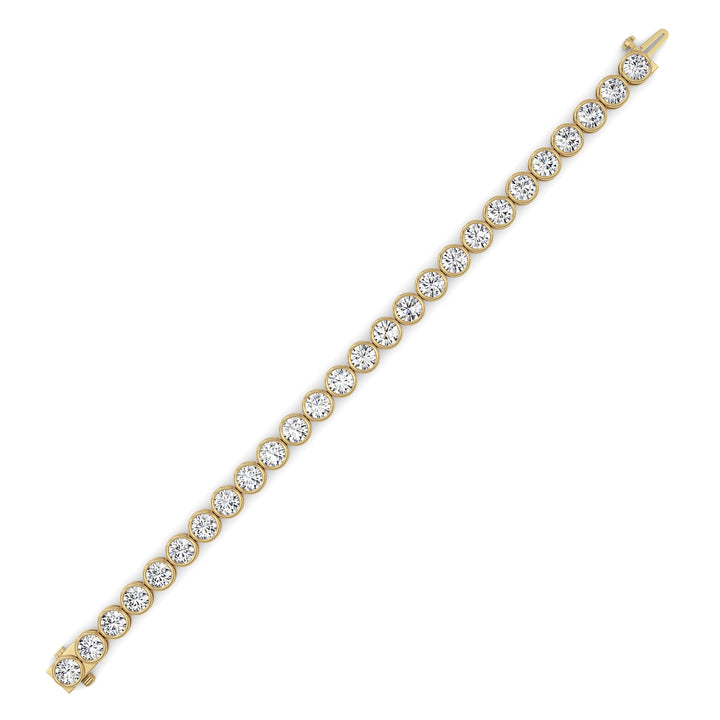 15CTW Round Lab Grown Diamond (F/VS ) Bezel Set Bracelet in 14K Gold