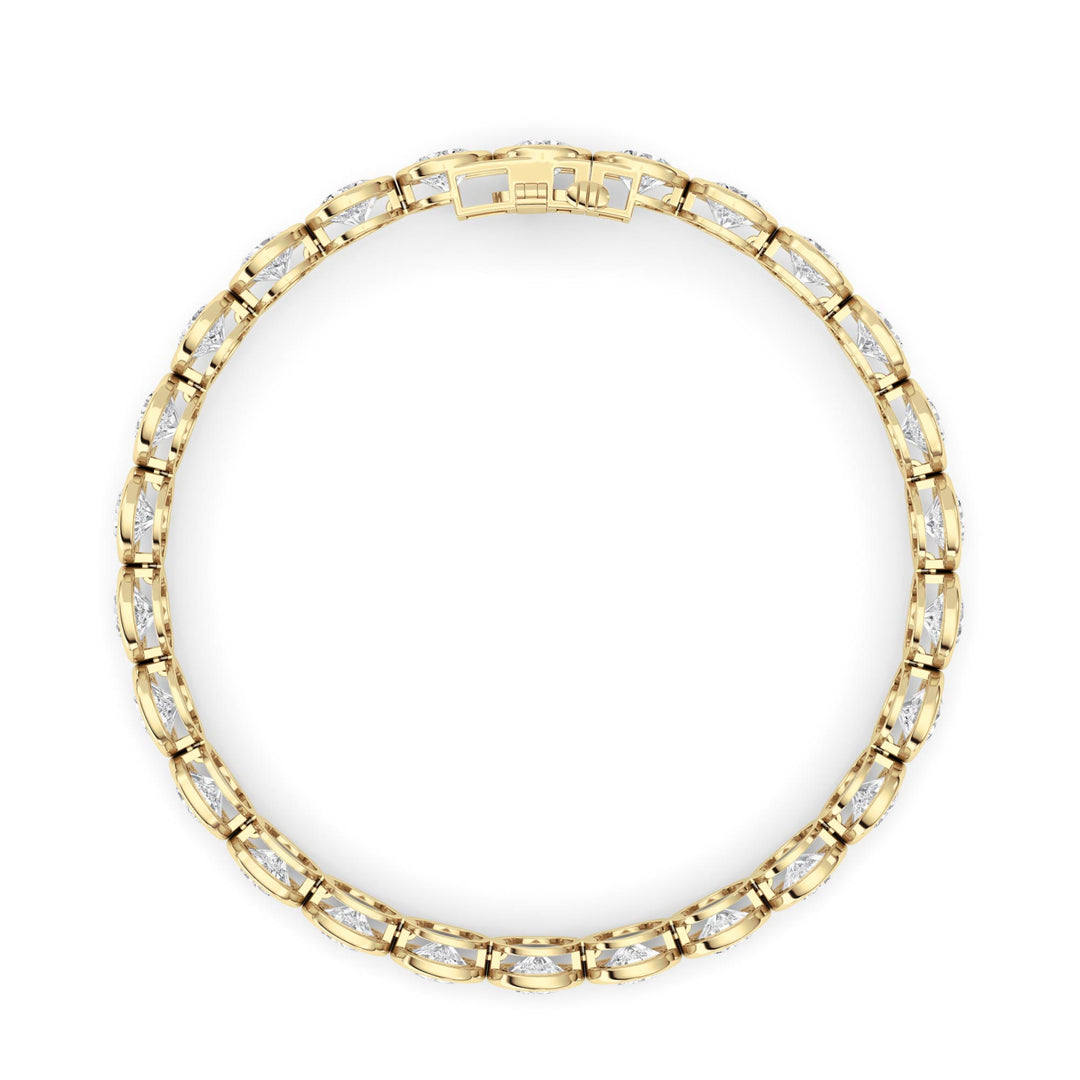 15CTW Round Lab Grown Diamond (F/VS ) Bezel Set Bracelet in 14K Gold