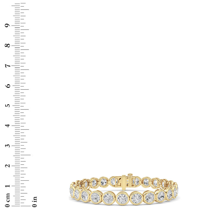 15CTW Round Lab Grown Diamond (F/VS ) Bezel Set Bracelet in 14K Gold