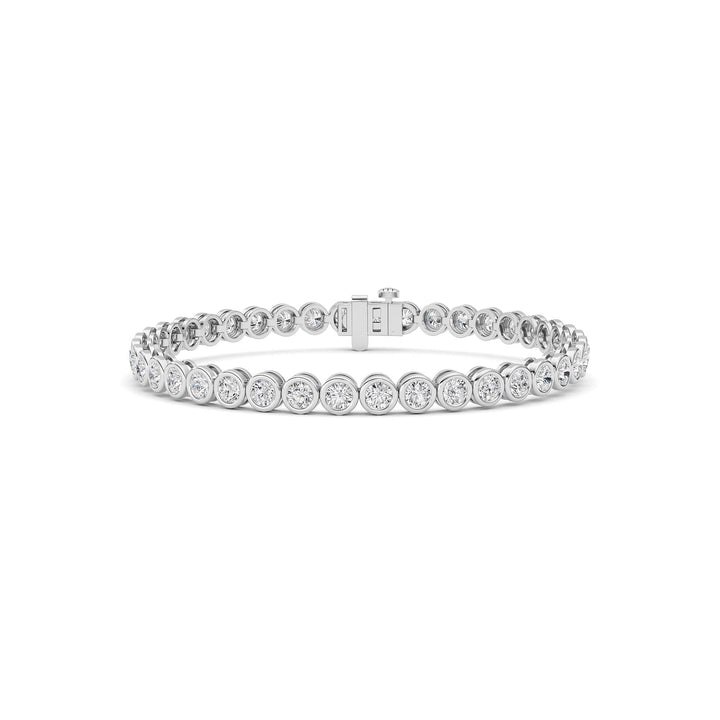 5CTW Round Lab Grown Diamond (F/VS ) Bezel Set Bracelet in 14K Gold