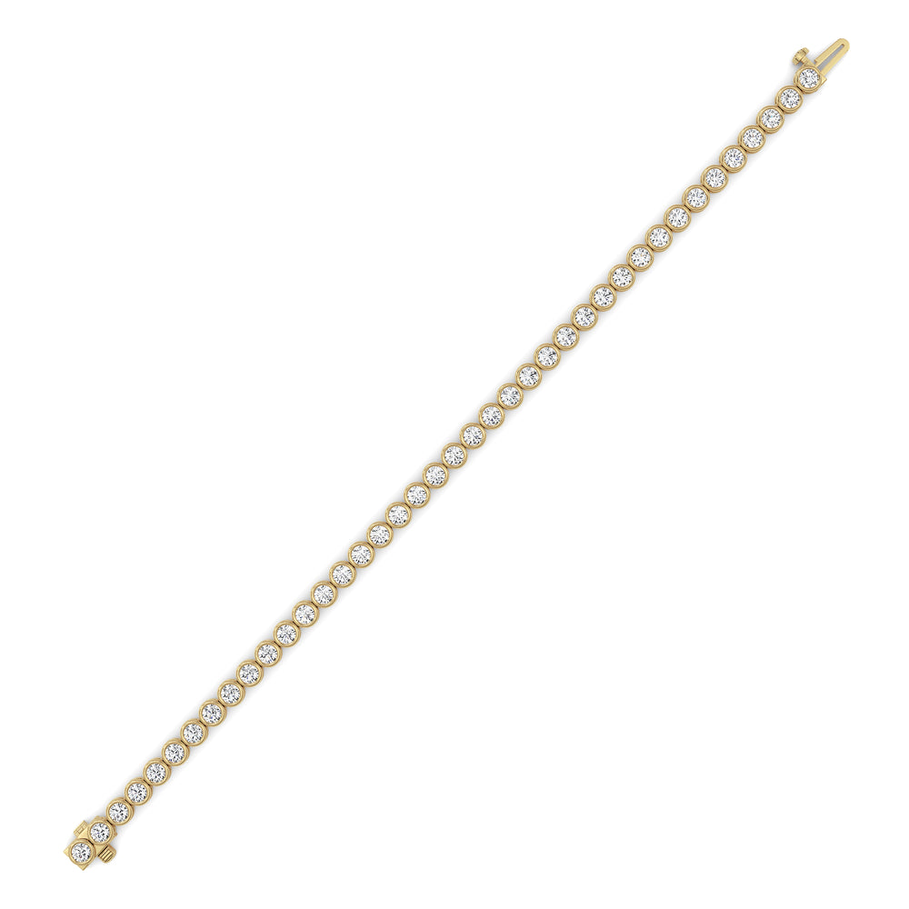 5CTW Round Lab Grown Diamond (F/VS ) Bezel Set Bracelet in 14K Gold