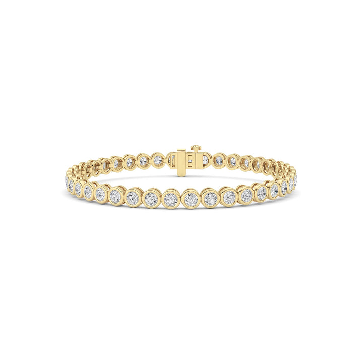 5CTW Round Lab Grown Diamond (F/VS ) Bezel Set Bracelet in 14K Gold