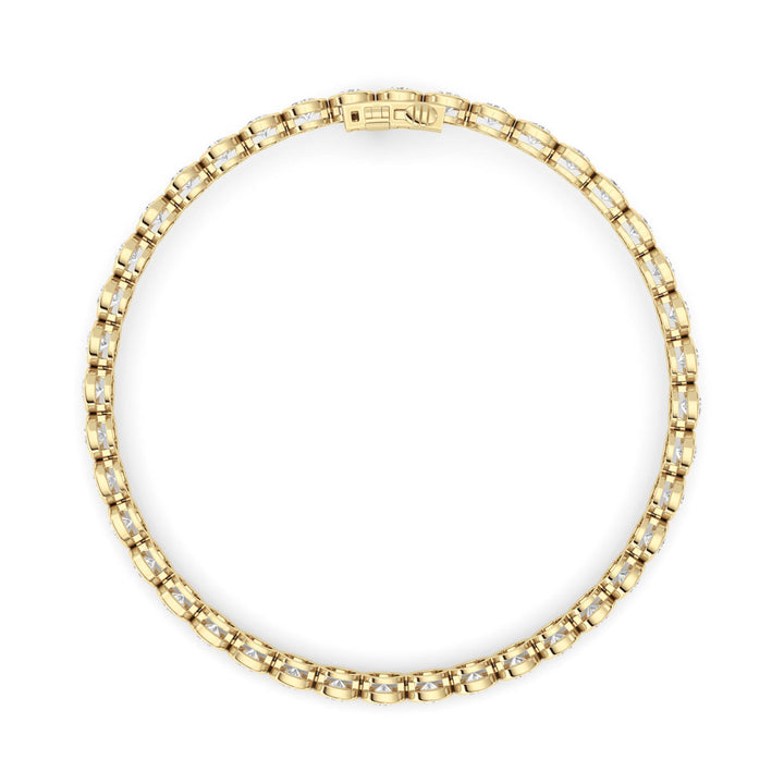 5CTW Round Lab Grown Diamond (F/VS ) Bezel Set Bracelet in 14K Gold