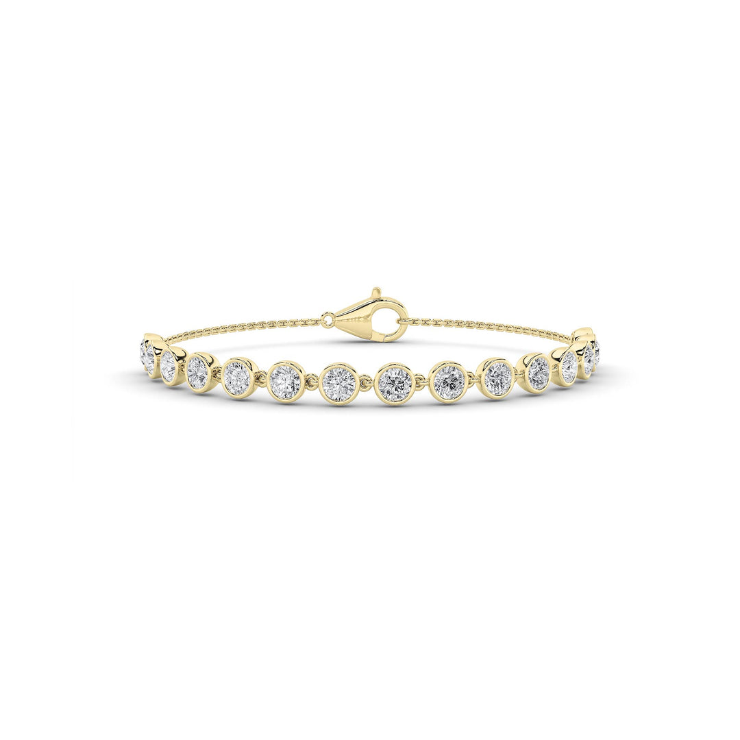 3CTW Round Shaped Lab Grown Diamond (F/VS) Bezel Set Bracelet in 14K Gold