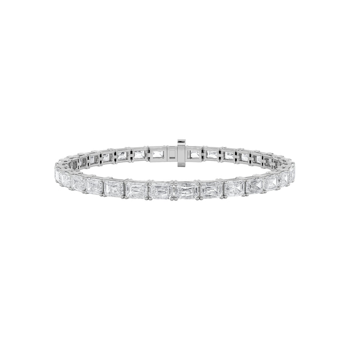 7CTW Emerald Shaped Lab Grown Diamond East & West Bracelet in 14K Gold (F/VS)