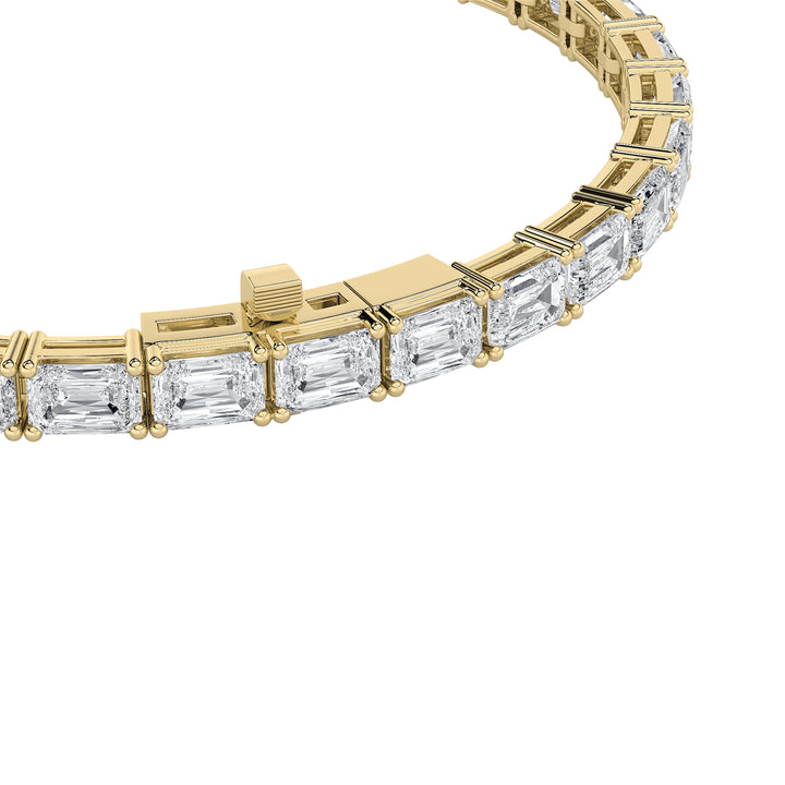 7CTW Emerald Shaped Lab Grown Diamond East & West Bracelet in 14K Gold (F/VS)