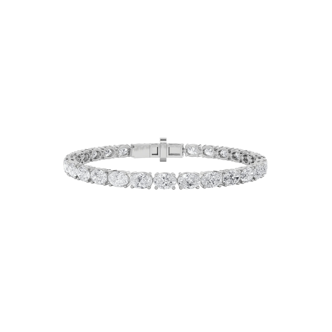 4.5CTW Oval Shaped Lab Grown Diamond East & West Bracelet in 14K Gold (F/VS)