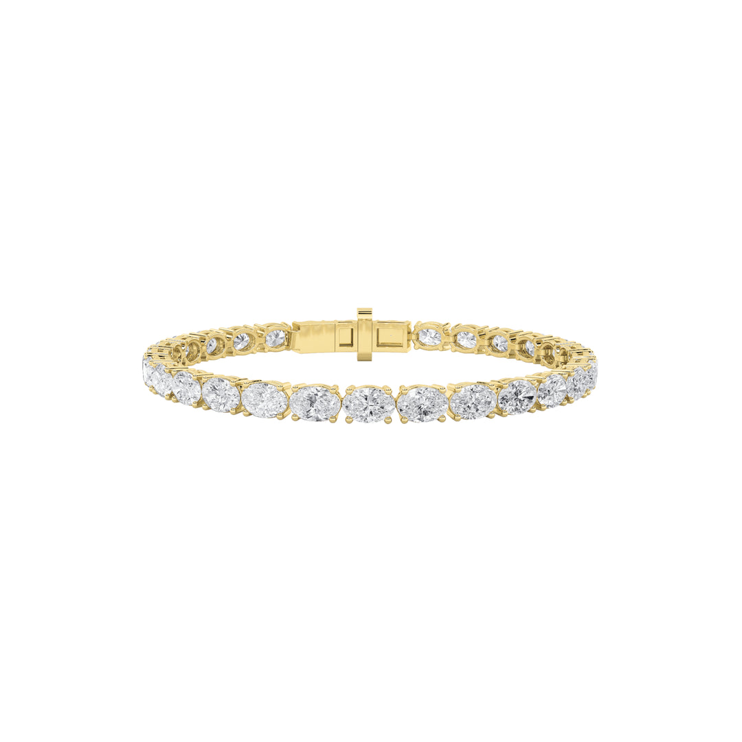 8.5CTW Oval Shaped Lab Grown Diamond East & West Bracelet in 14K Gold (F/VS)