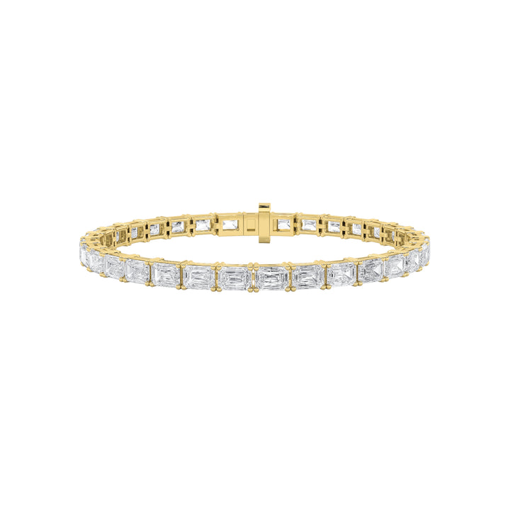 10CTW Emerald Shaped Lab Grown Diamond (F/VS) Bracelet in 14K White Gold