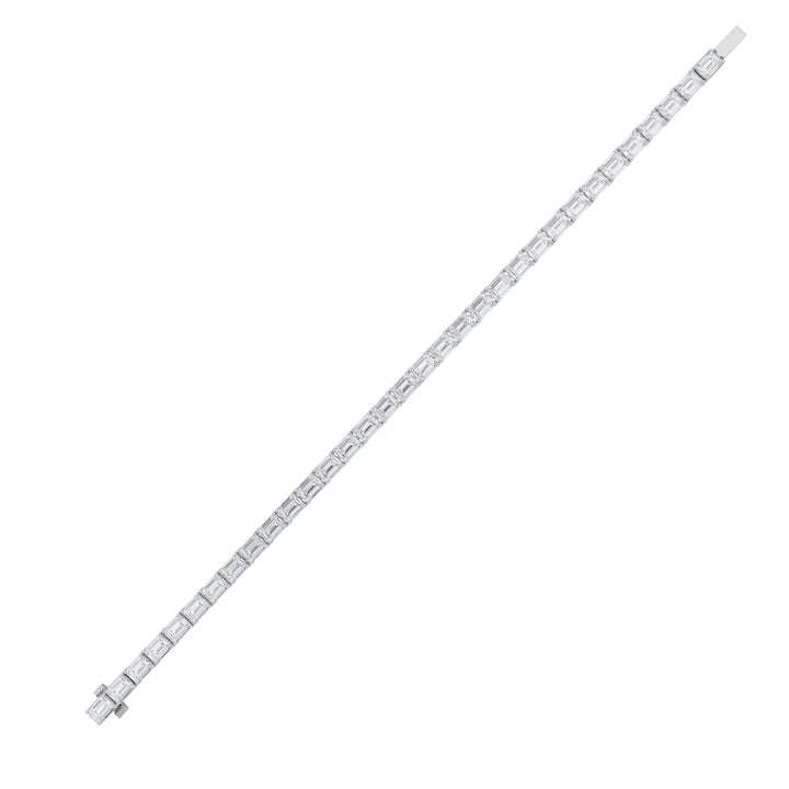10CTW Emerald Shaped Lab Grown Diamond (F/VS) Bracelet in 14K White Gold