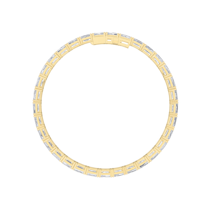 10CTW Emerald Shaped Lab Grown Diamond (F/VS) East West Line Bracelet in 14K Gold