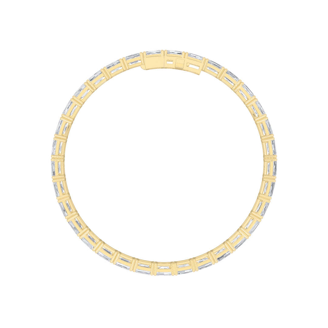 10CTW Emerald Shaped Lab Grown Diamond (F/VS) East West Line Bracelet in 14K Gold
