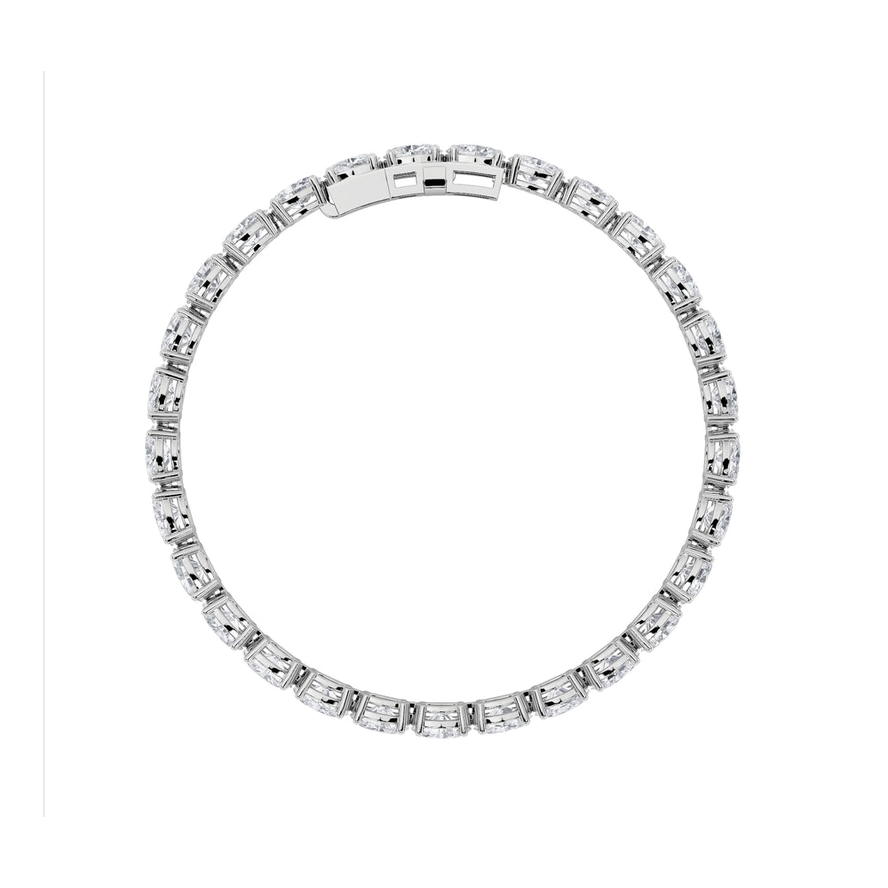 12CTW Oval Shaped Lab Grown Diamond (F/VS) Bracelet in 14K White Gold
