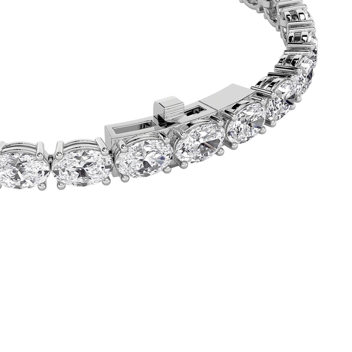 12CTW Oval Shaped Lab Grown Diamond (F/VS) Bracelet in 14K White Gold