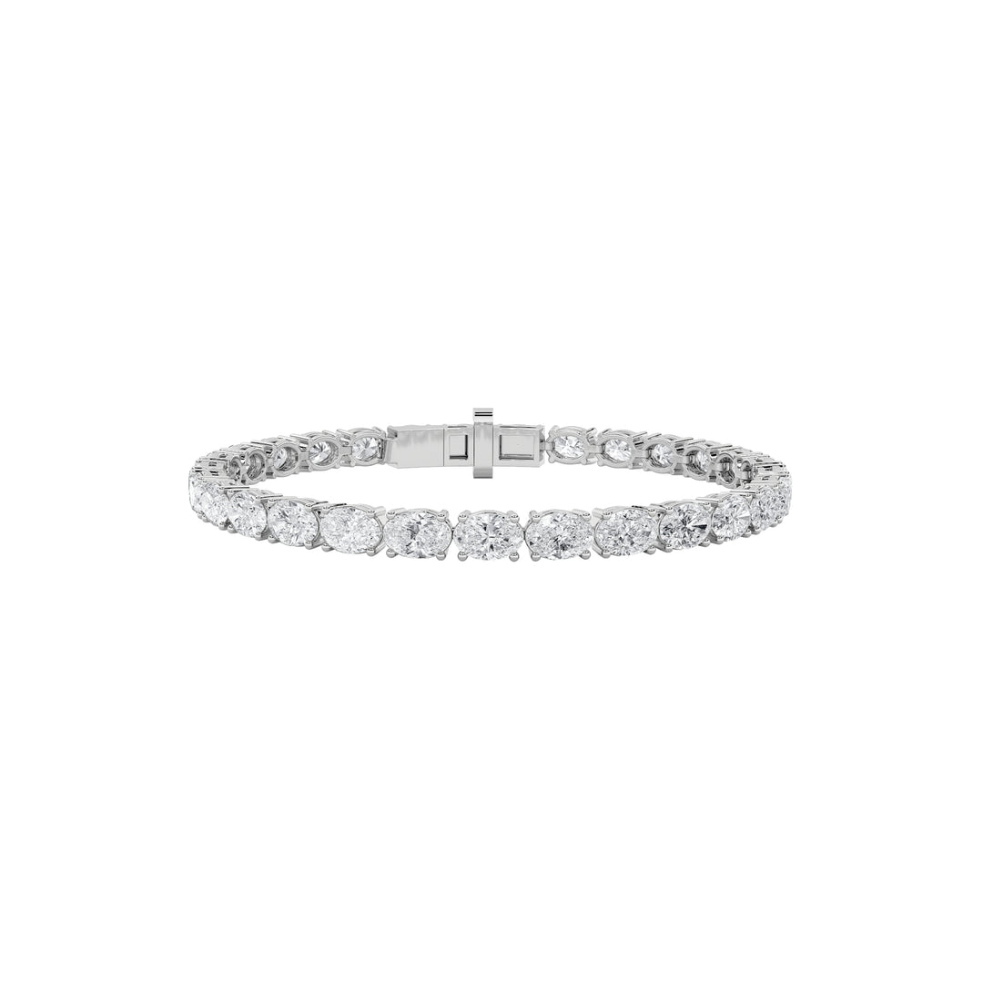 12CTW Oval Shaped Lab Grown Diamond (F/VS) Bracelet in 14K White Gold