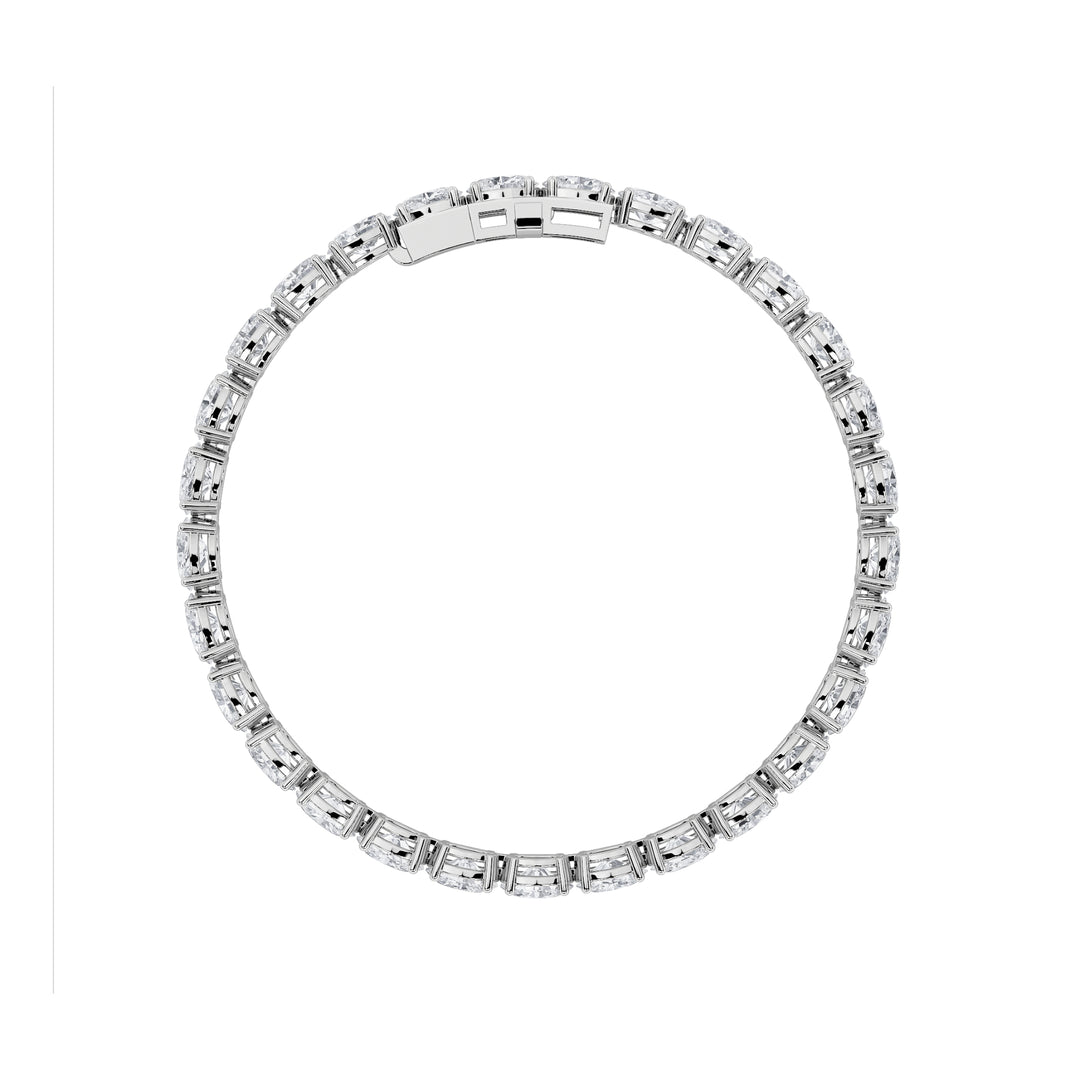 12CTW Oval Shaped Lab Grown Diamond (F/VS) Bracelet in 14K White Gold