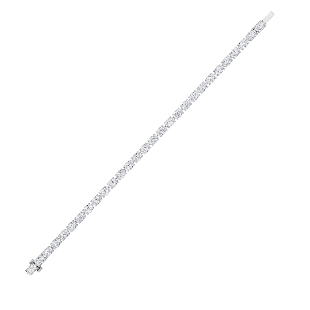 12CTW Oval Shaped Lab Grown Diamond (F/VS) Bracelet in 14K White Gold