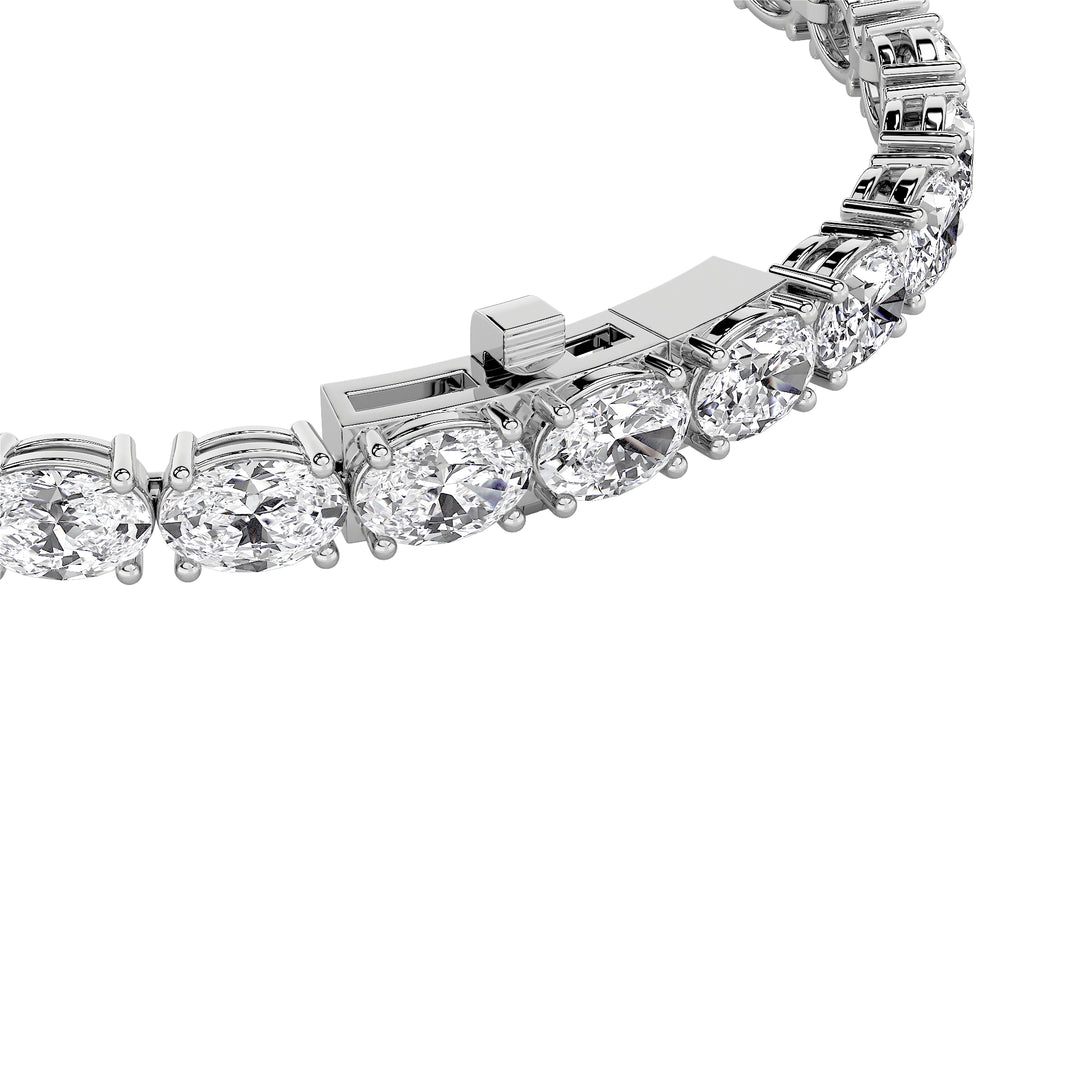 12CTW Oval Shaped Lab Grown Diamond (F/VS) Bracelet in 14K White Gold