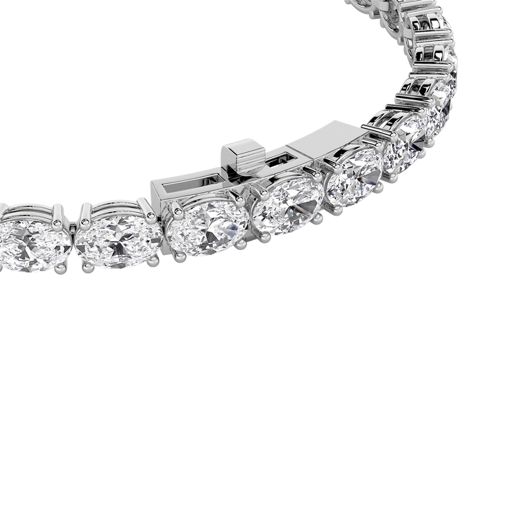 15CTW Oval Shaped Lab Grown Diamond (F/VS) Bracelet in 14K White Gold