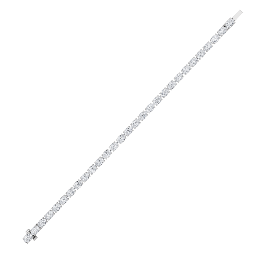 15CTW Oval Shaped Lab Grown Diamond (F/VS) Bracelet in 14K White Gold