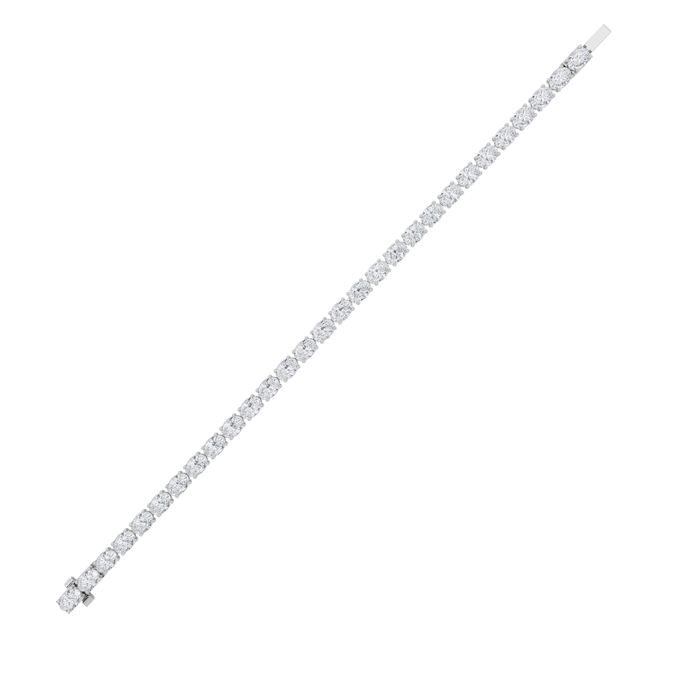 5CTW Oval Shaped Lab Grown Diamond (F/VS) Bracelet in 14K White Gold