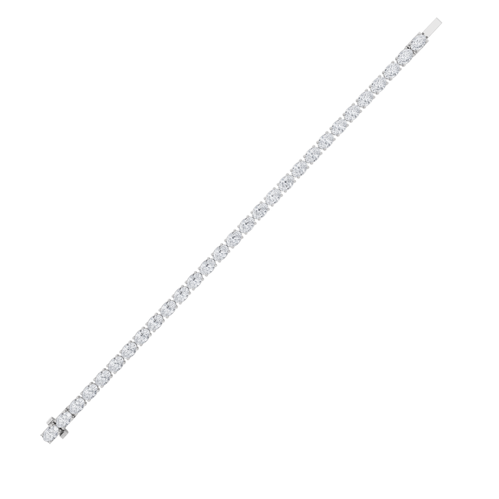 5CTW Oval Shaped Lab Grown Diamond (F/VS) Bracelet in 14K White Gold
