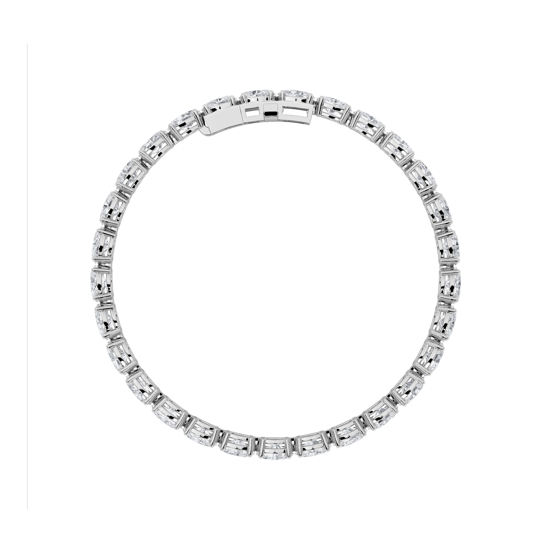 5CTW Oval Shaped Lab Grown Diamond (F/VS) Bracelet in 14K White Gold