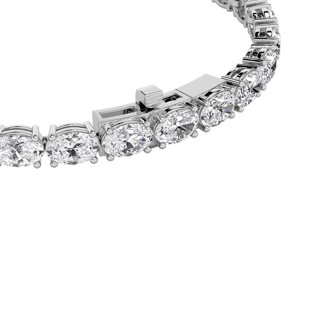 5CTW Oval Shaped Lab Grown Diamond (F/VS) Bracelet in 14K White Gold