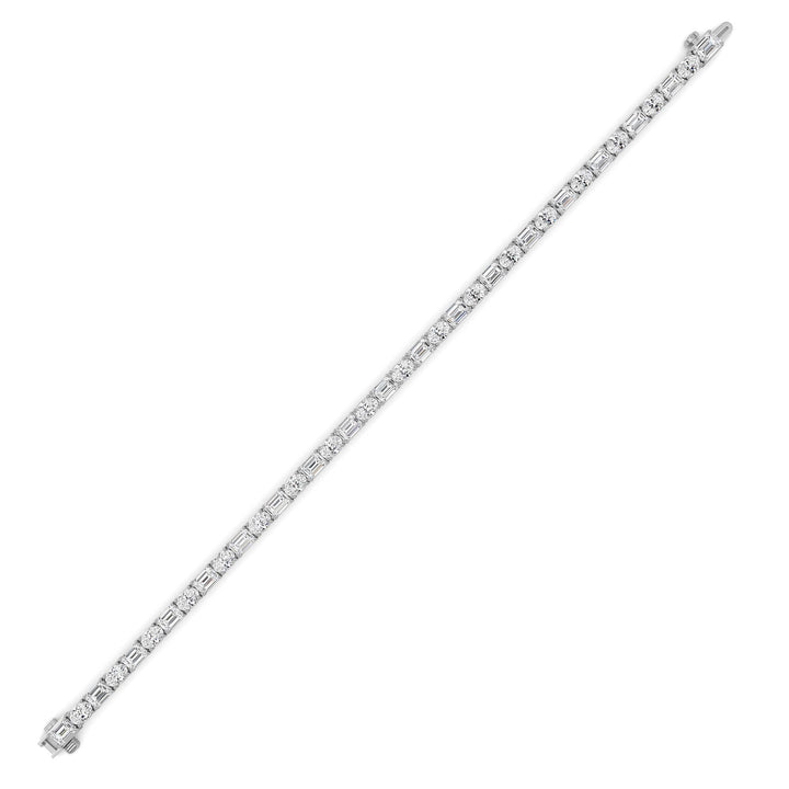 10CTW Emerald And Round Lab Grown Diamond (F/VS ) Bracelet in 14K Gold