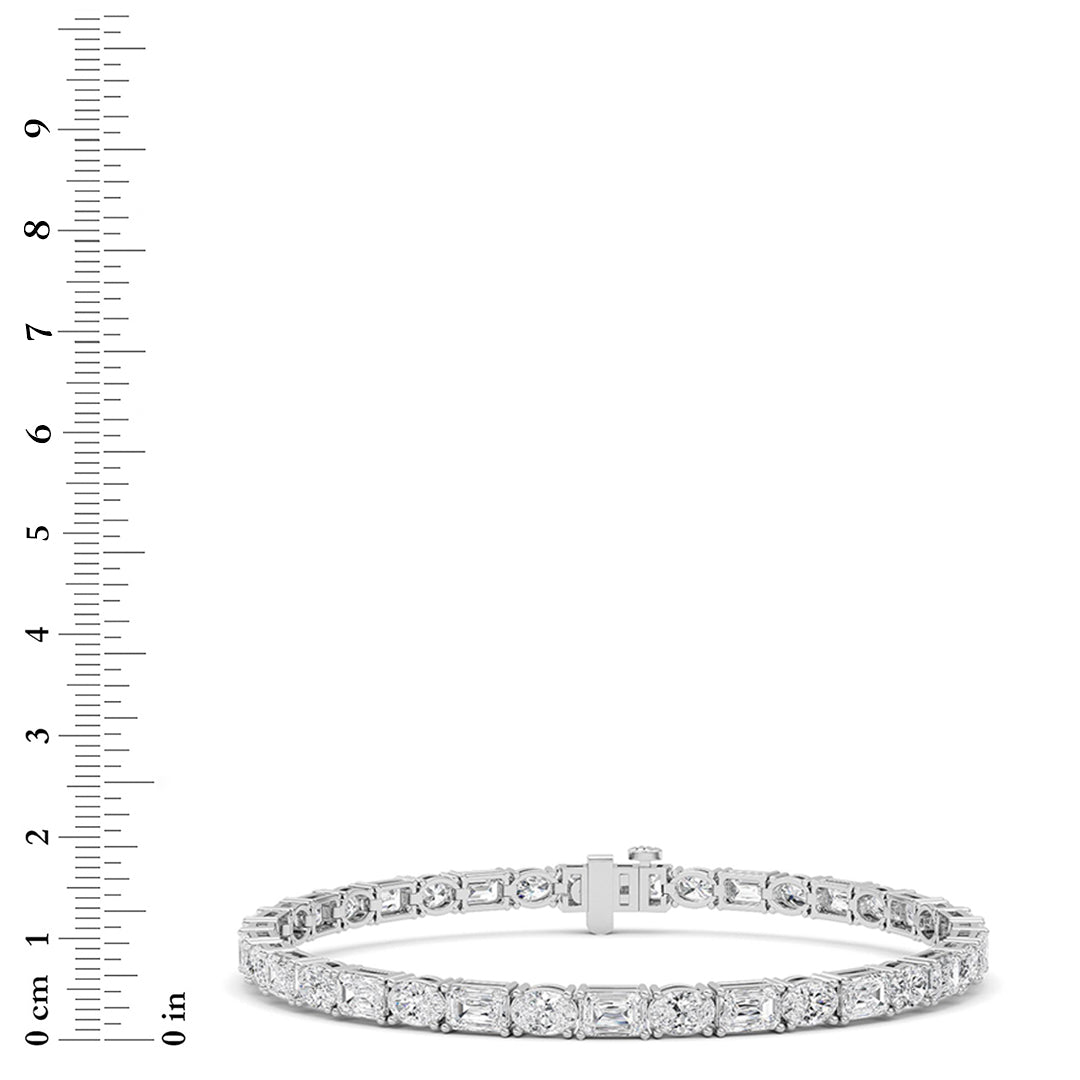 10CTW Emerald And Round Lab Grown Diamond (F/VS ) Bracelet in 14K Gold