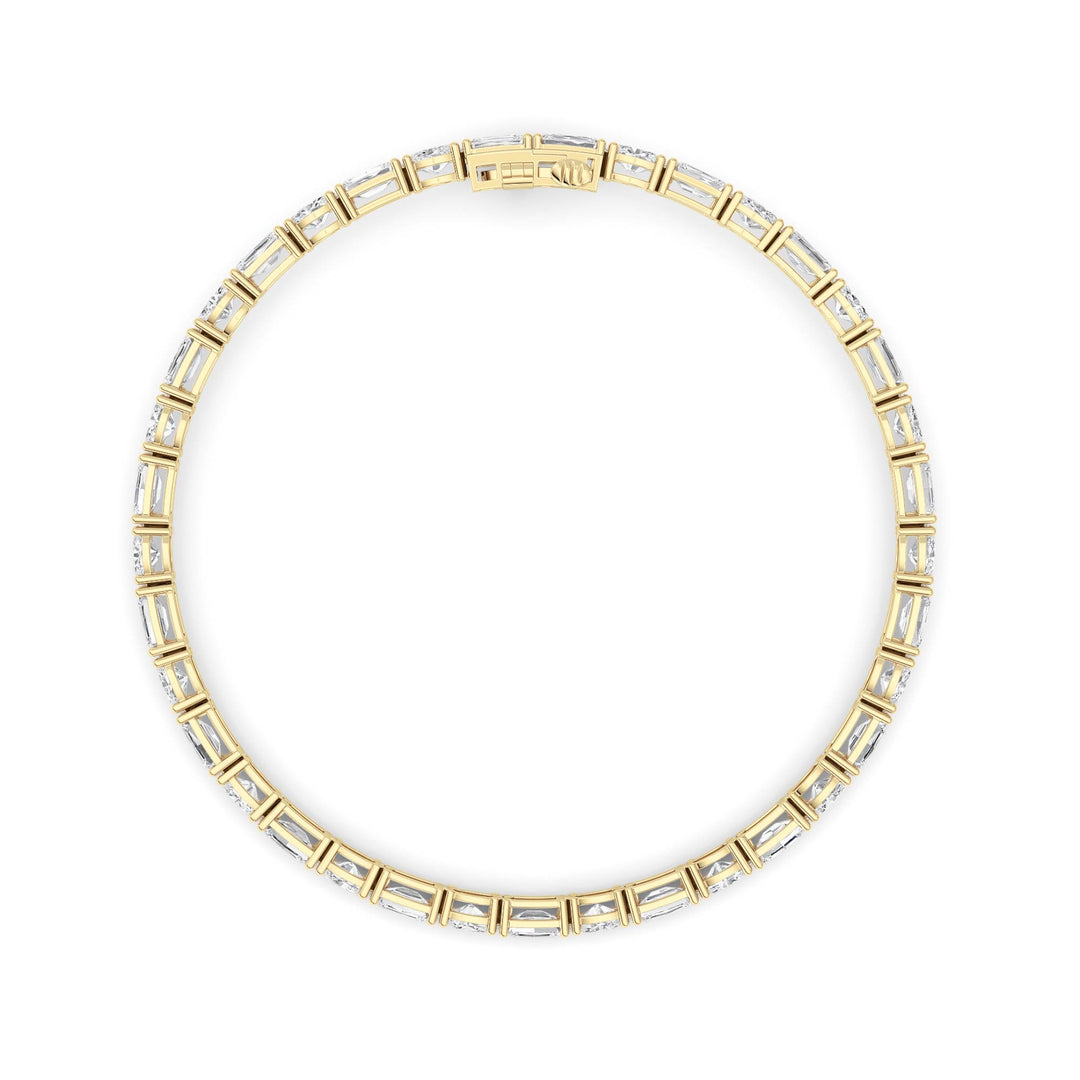 10CTW Emerald And Round Lab Grown Diamond (F/VS ) Bracelet in 14K Gold