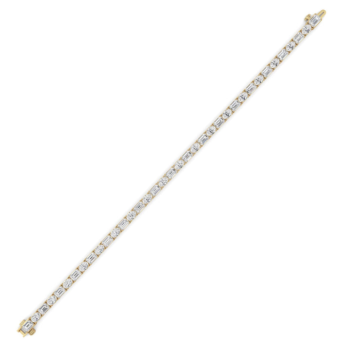 10CTW Emerald And Round Lab Grown Diamond (F/VS ) Bracelet in 14K Gold