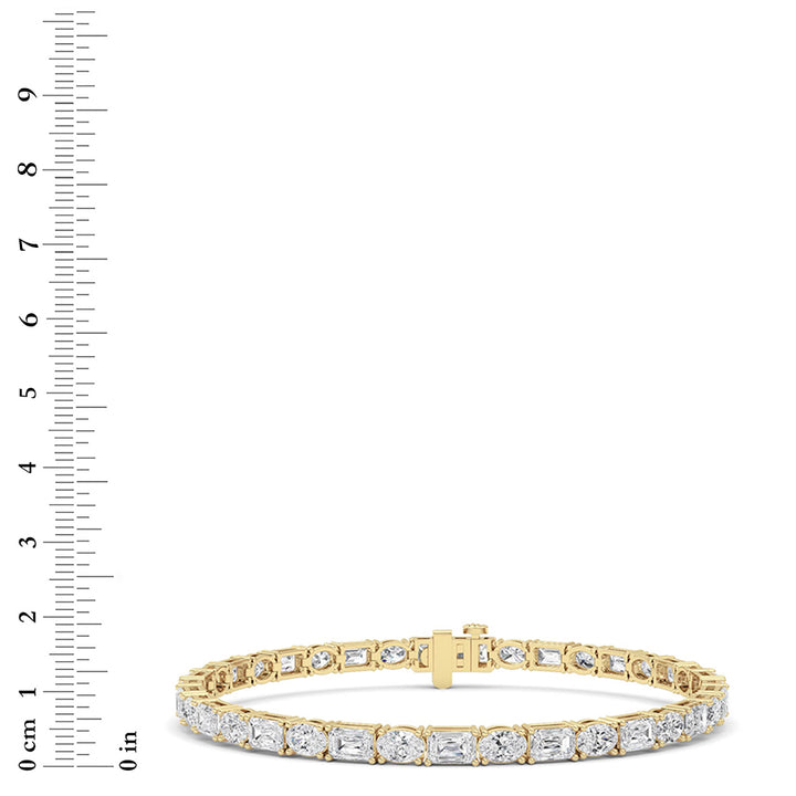 10CTW Emerald And Round Lab Grown Diamond (F/VS ) Bracelet in 14K Gold